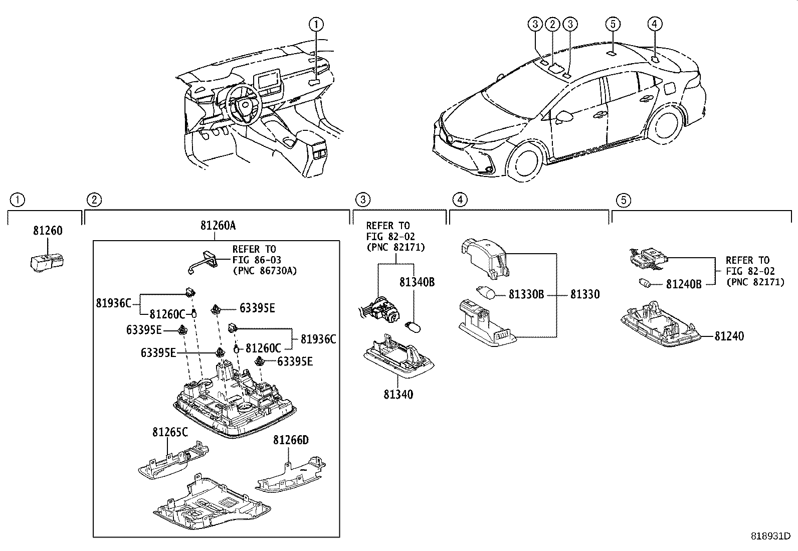 Toyota 81240-48040-C1 LAMP ASSY, ROOM, NO.1