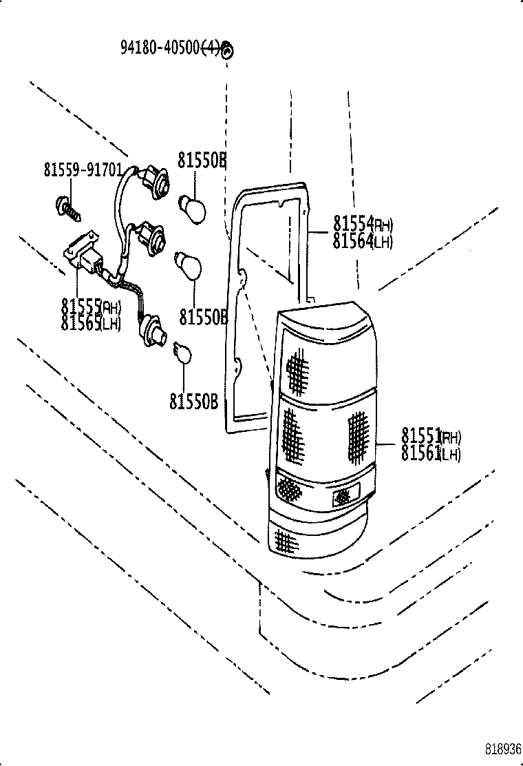 81550-30660 LAMP ASSY, REAR COMBINATION, RH product image