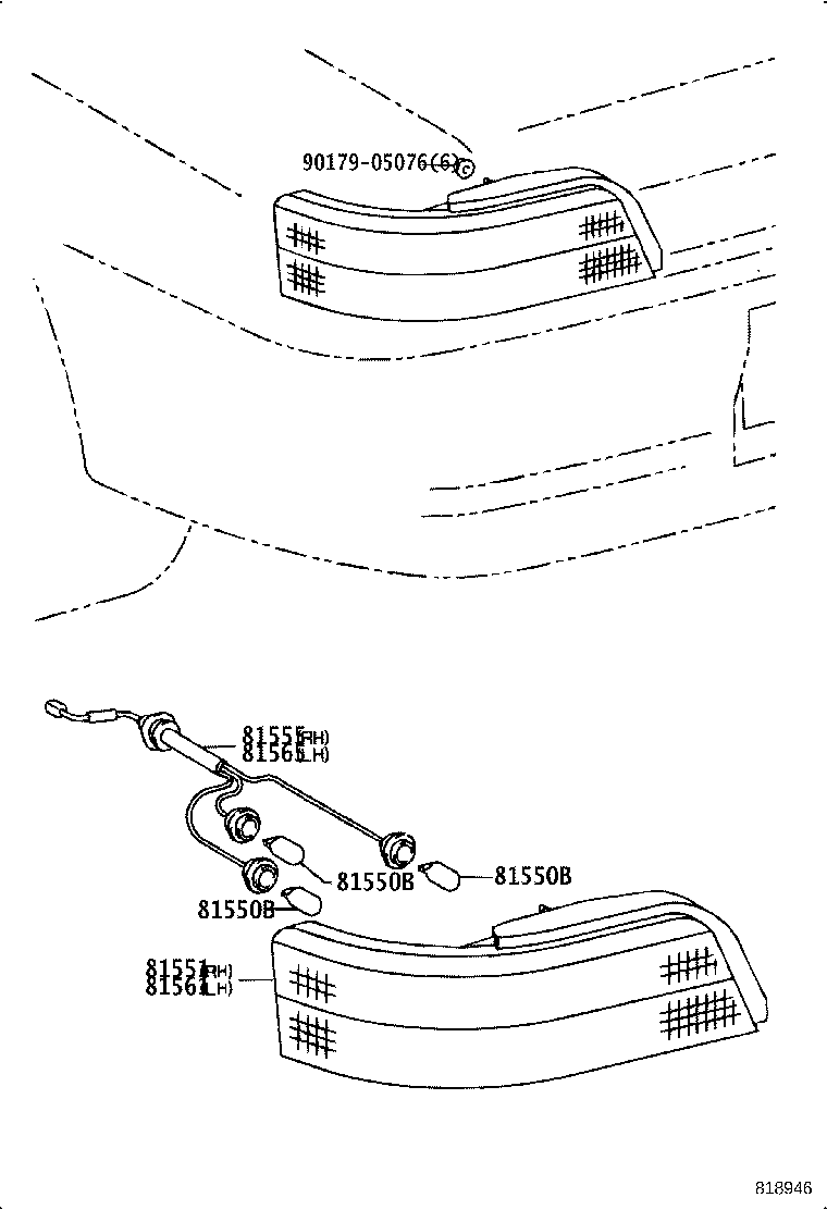 81555-1A650 SOCKET & WIRE SUB-ASSY, REAR COMBINATION LAMP, RH product image