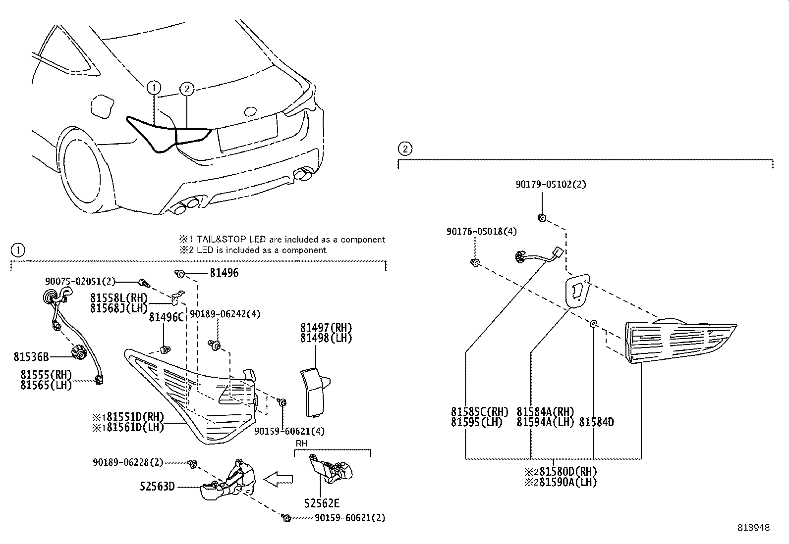 81591-24040 LENS AND BODY, REAR LAMP, LH product image