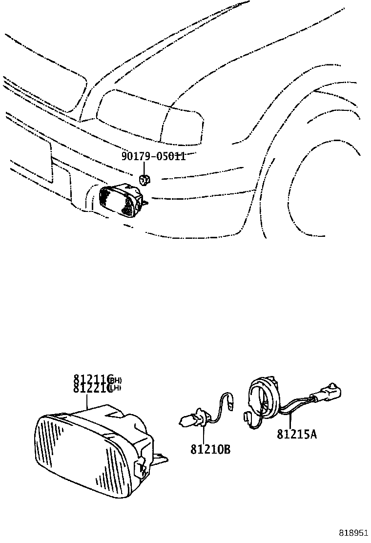 81211-13050 LAMP UNIT, FOG LAMP, RH product image