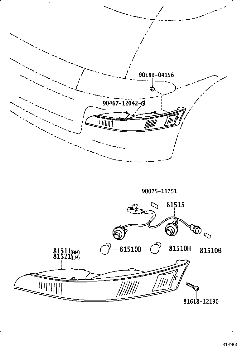 81511-28030 LENS, FRONT TURN SIGNAL LAMP, RH product image
