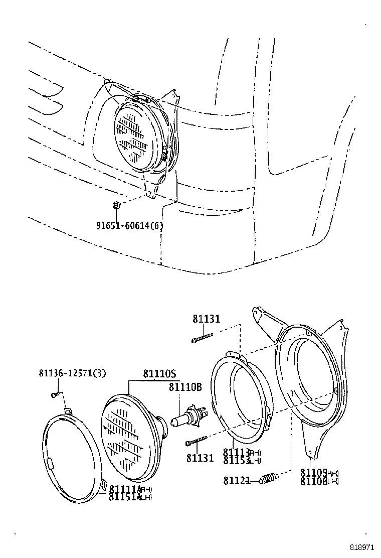 81156-25100 HOUSING SUB-ASSY, HEADLAMP, LH product image