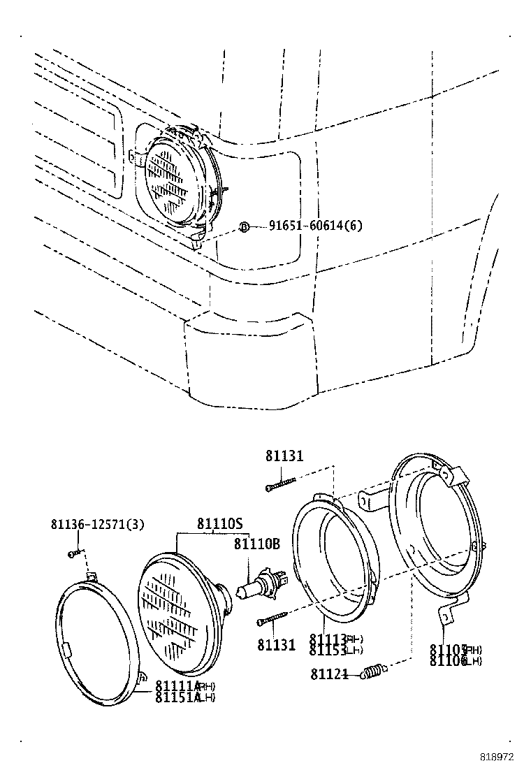 81156-25100 HOUSING SUB-ASSY, HEADLAMP, LH product image