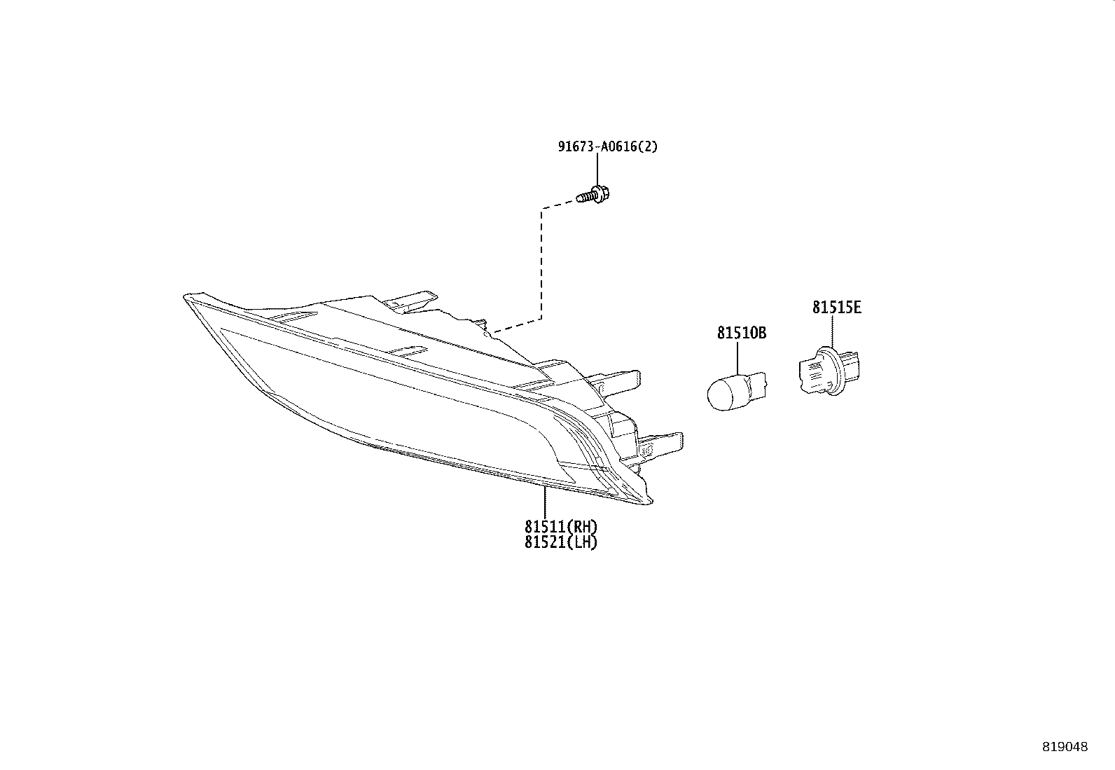 81520-60460 LAMP ASSY, FRONT TURN SIGNAL, LH product image