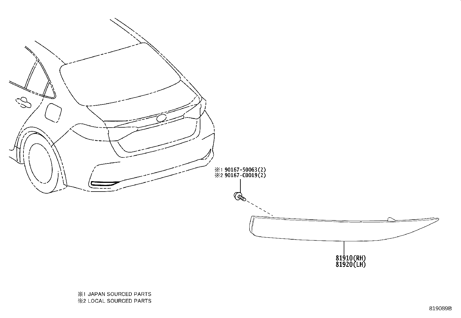 81920-02160 REFLECTOR ASSY, REFLEX, LH product image