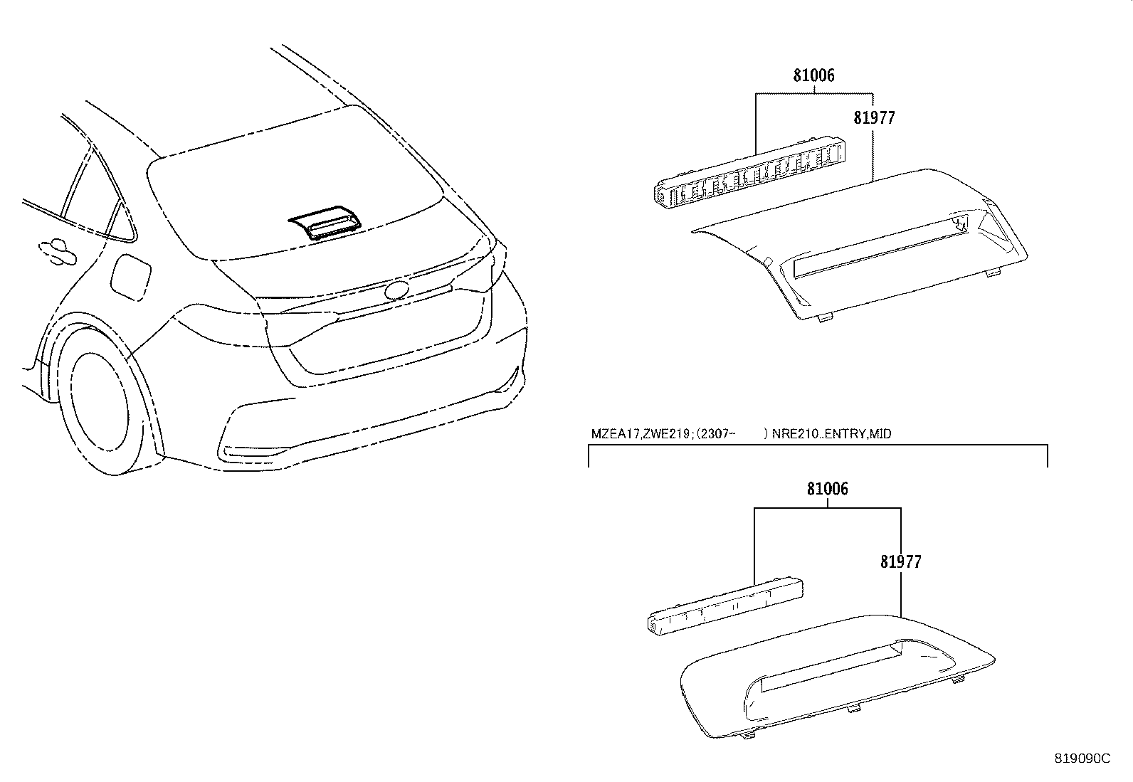 81977-02130-C0 COVER, CENTER STOP LAMP product image