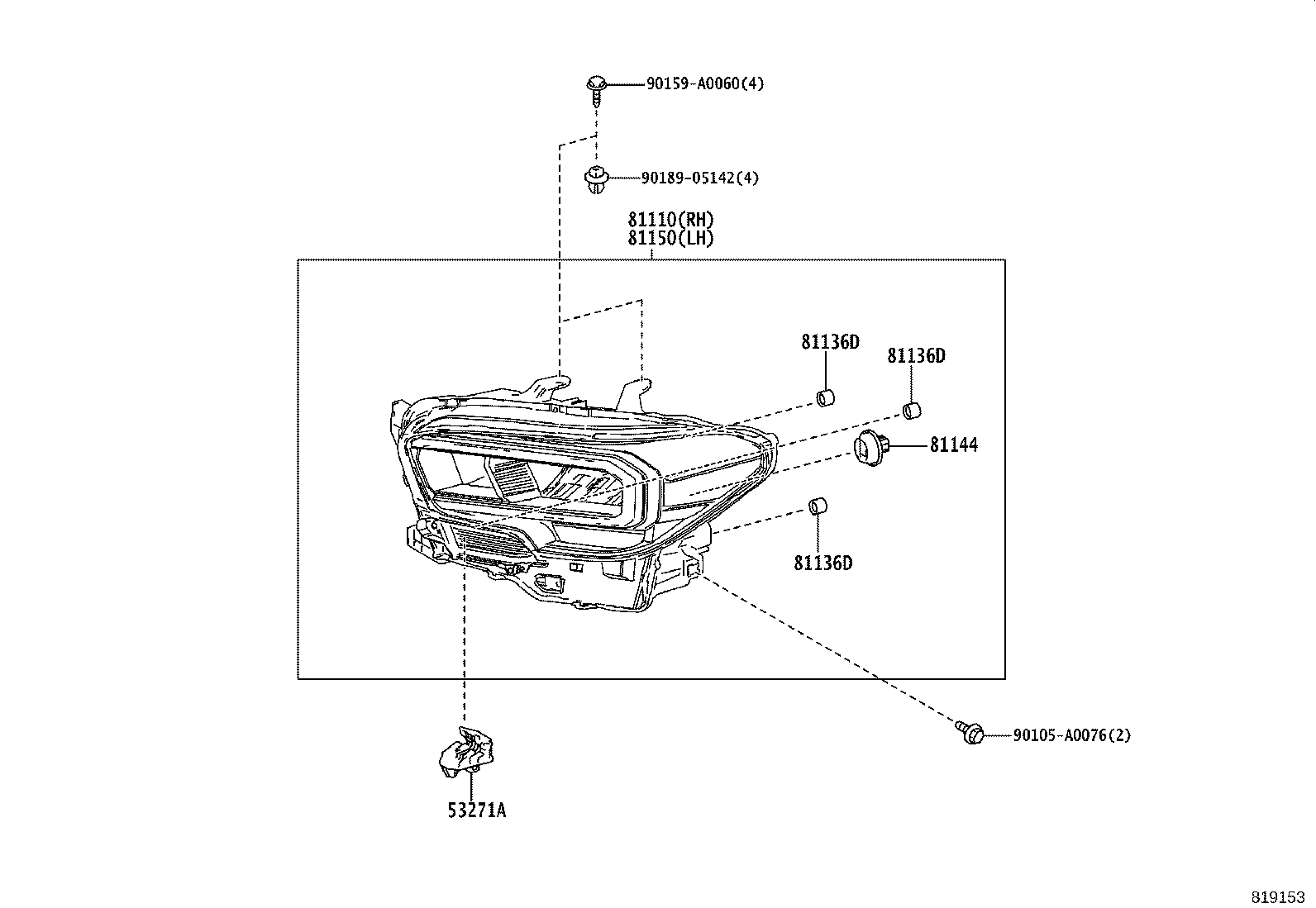 81197-04030 BRACKET, HEADLAMP, LOWER RH product image