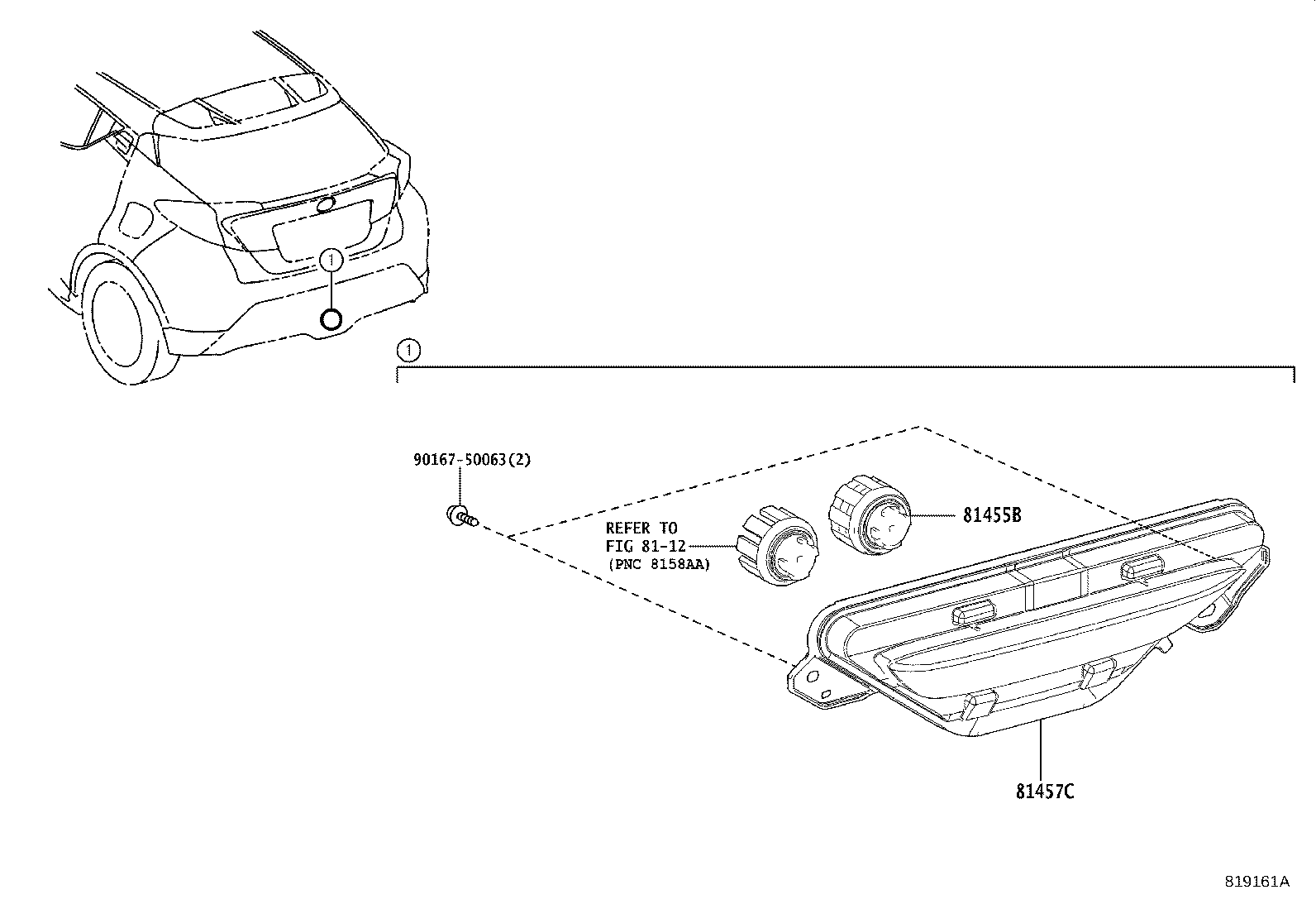 81457-10020 LENS & BODY, REAR FOG LAMP product image
