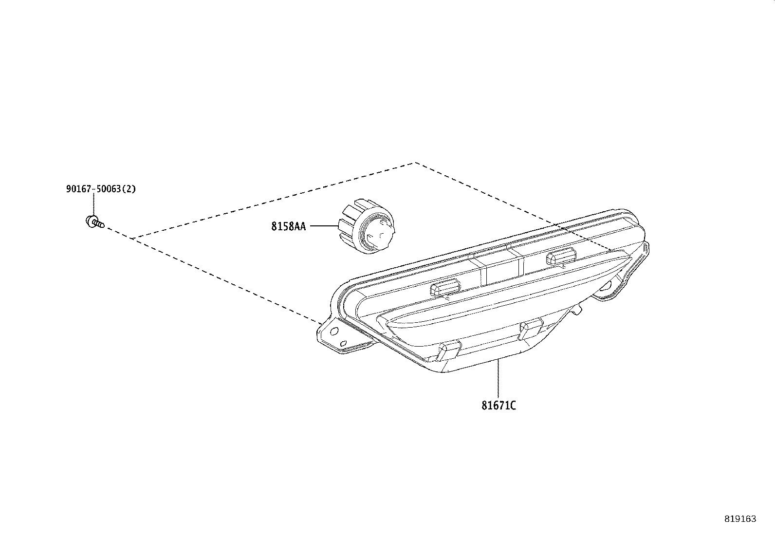 81671-10060 LENS & BODY, BACK-UP LAMP, RH product image