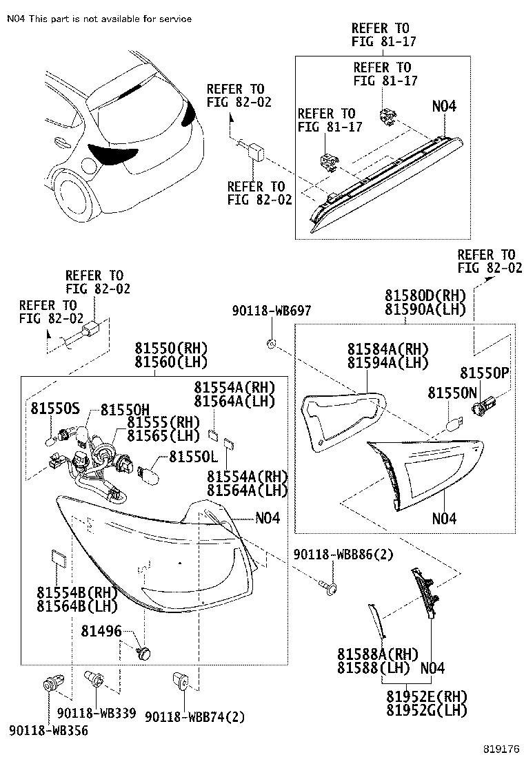 81580-WB003 LAMP ASSY, REAR, RH product image