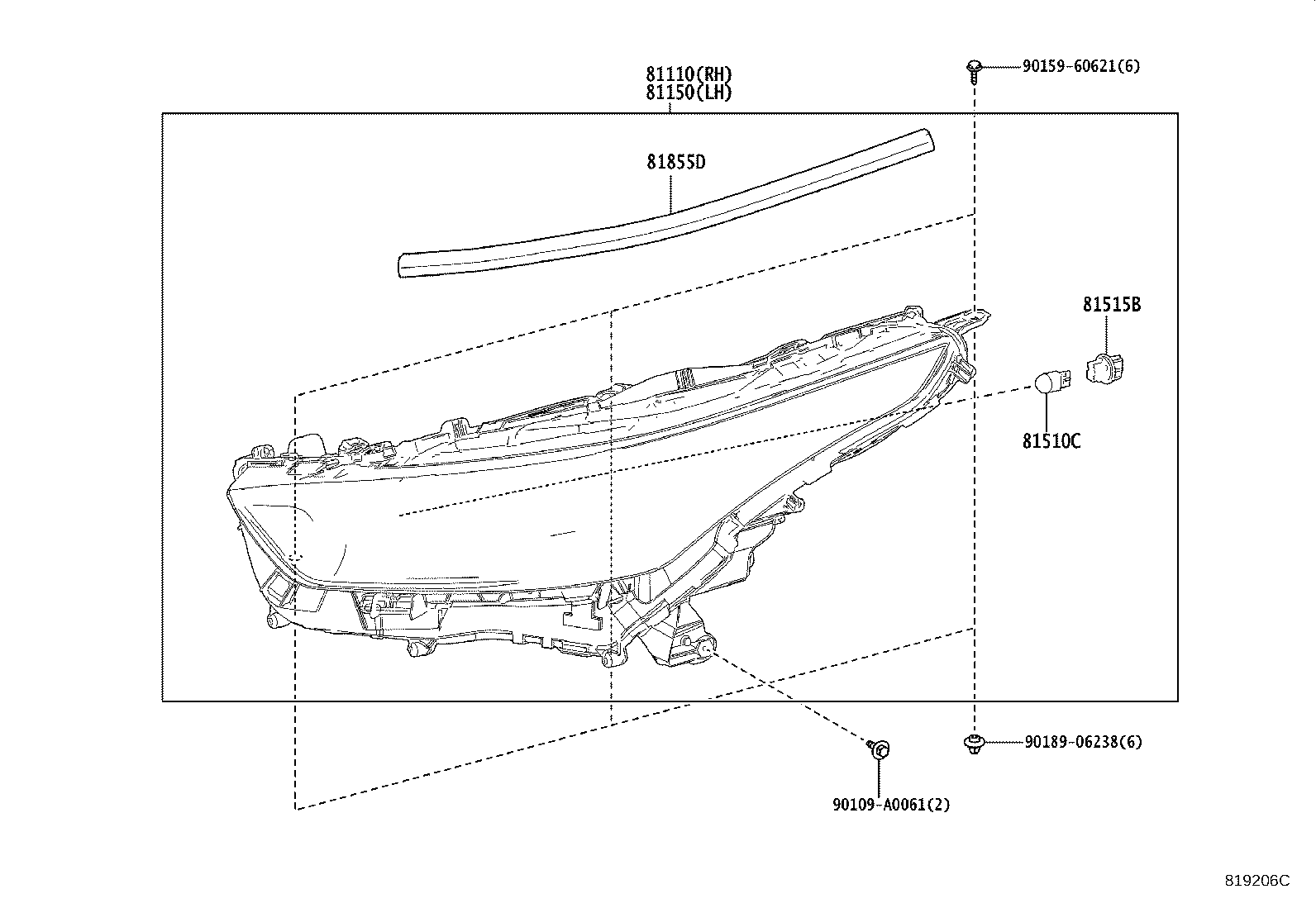 81150-0E511 HEADLAMP ASSY, LH product image