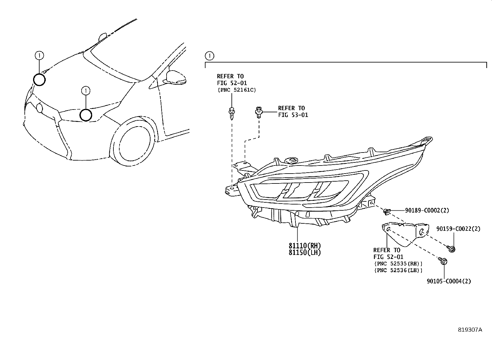 81191-0D050 TAPE, HEADLAMP, RH product image