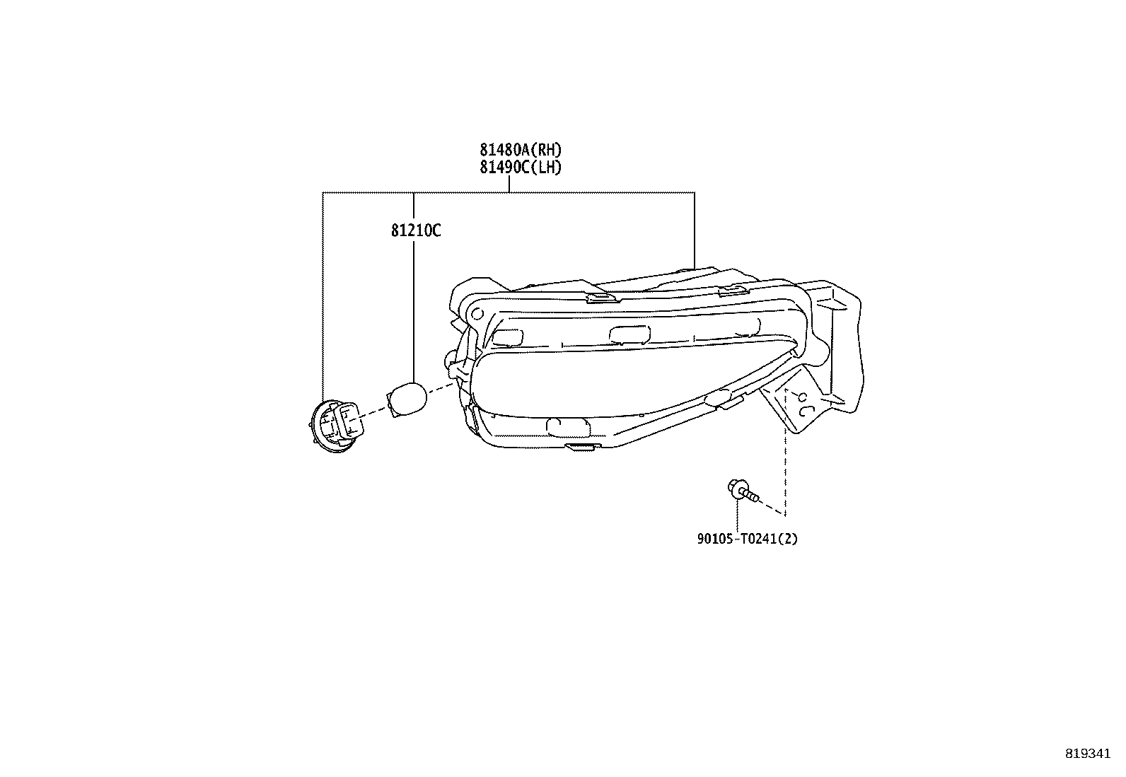 81490-0K020 LAMP ASSY, REAR FOG, LH product image