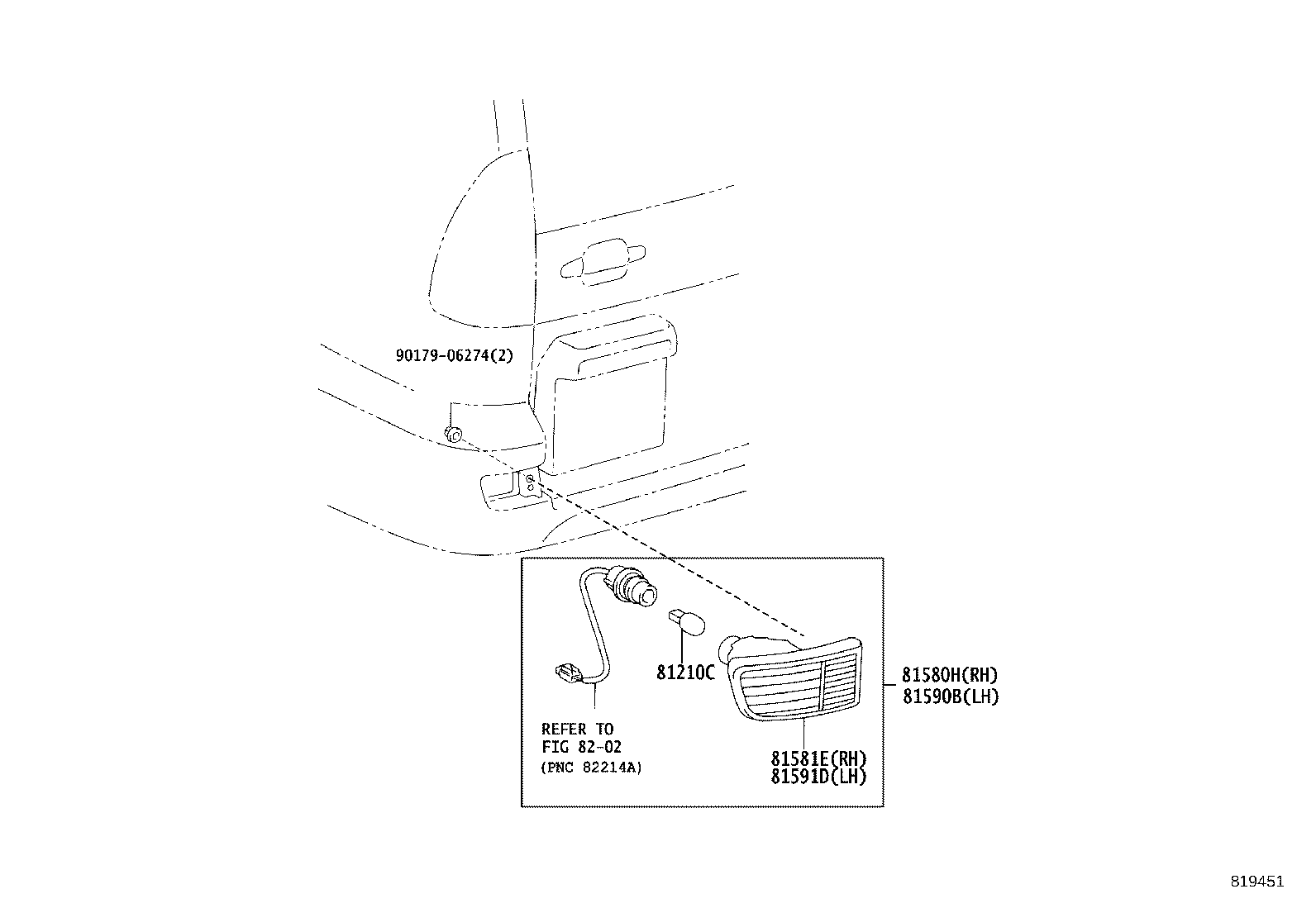 81591-60130 LENS AND BODY, REAR FOG LAMP, LH product image