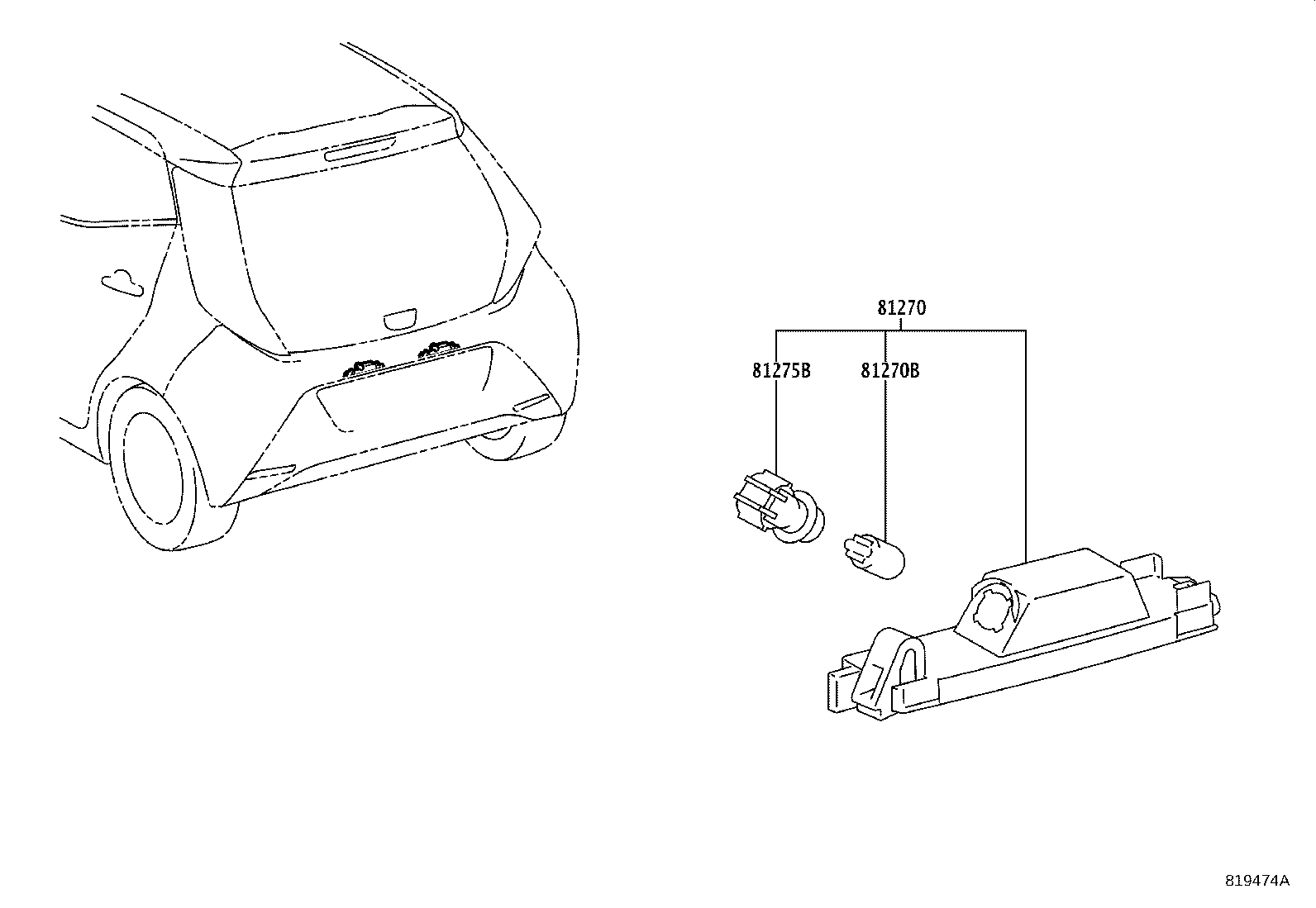 81270-02230 LAMP ASSY, LICENSE PLATE product image