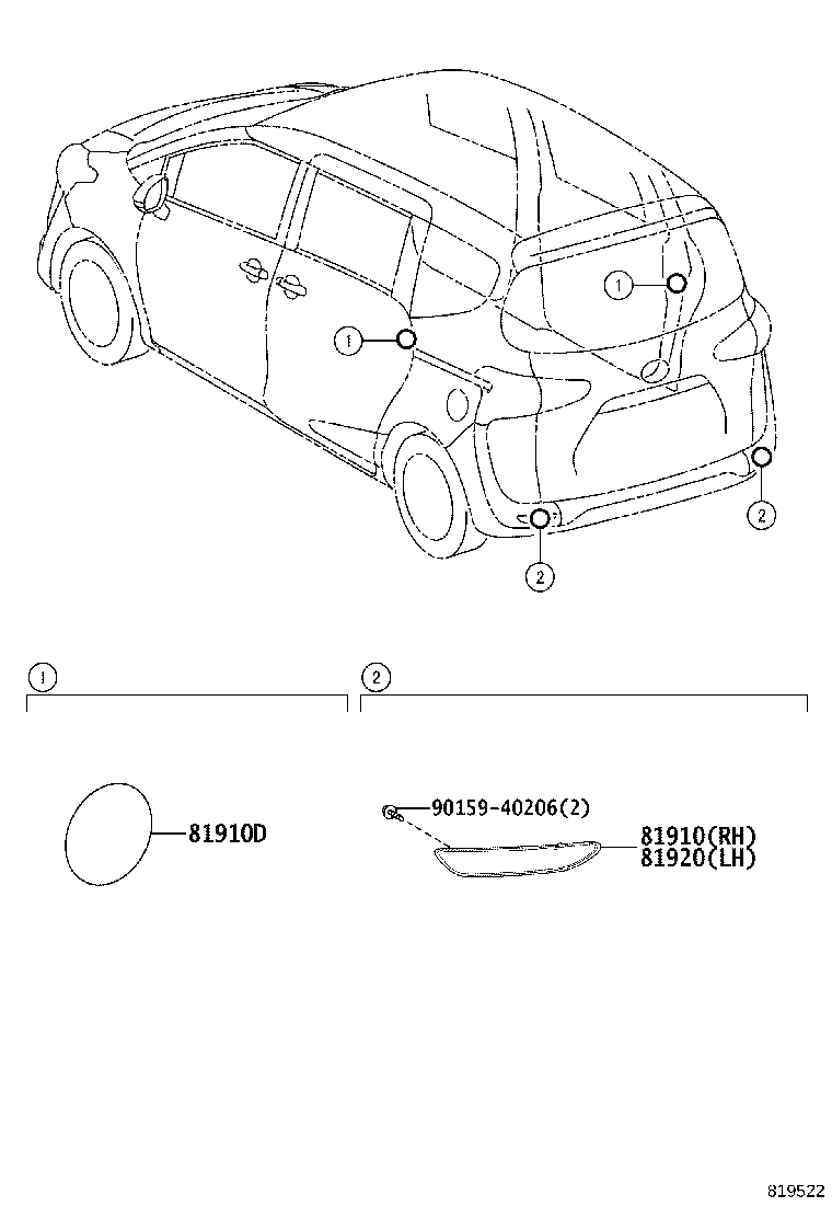 81920-52030 REFLECTOR ASSY, REFLEX, LH product image