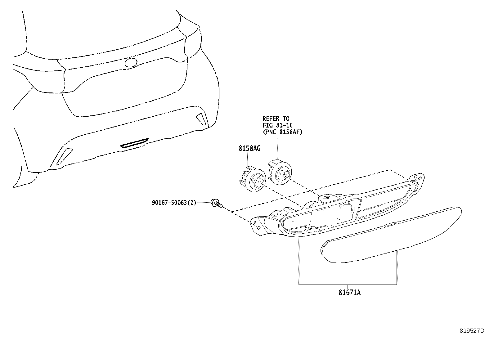 81580-0D150 LAMP ASSY, BACK-UP product image