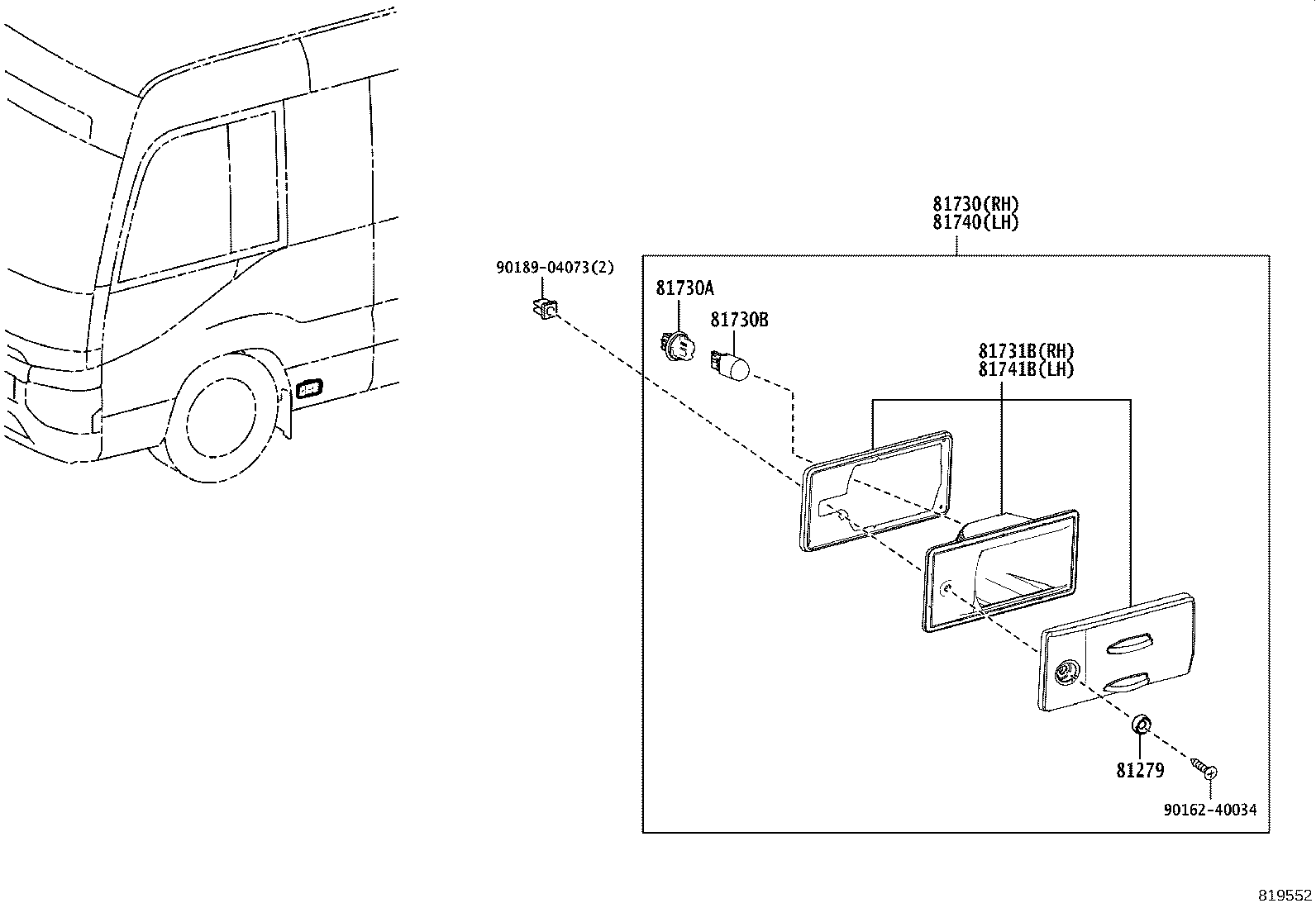 81730-36070 LAMP ASSY, SIDE TURN SIGNAL, RH product image