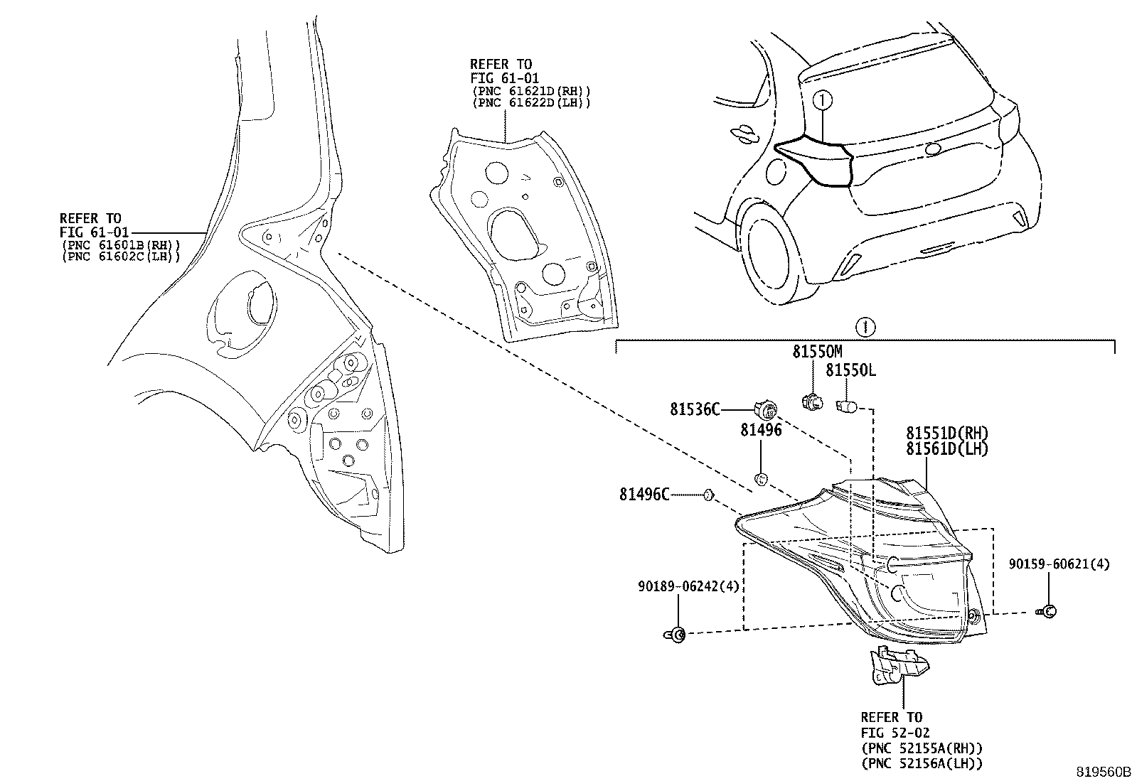 81561-K0040 LENS & BODY, REAR COMBINATION LAMP, LH product image