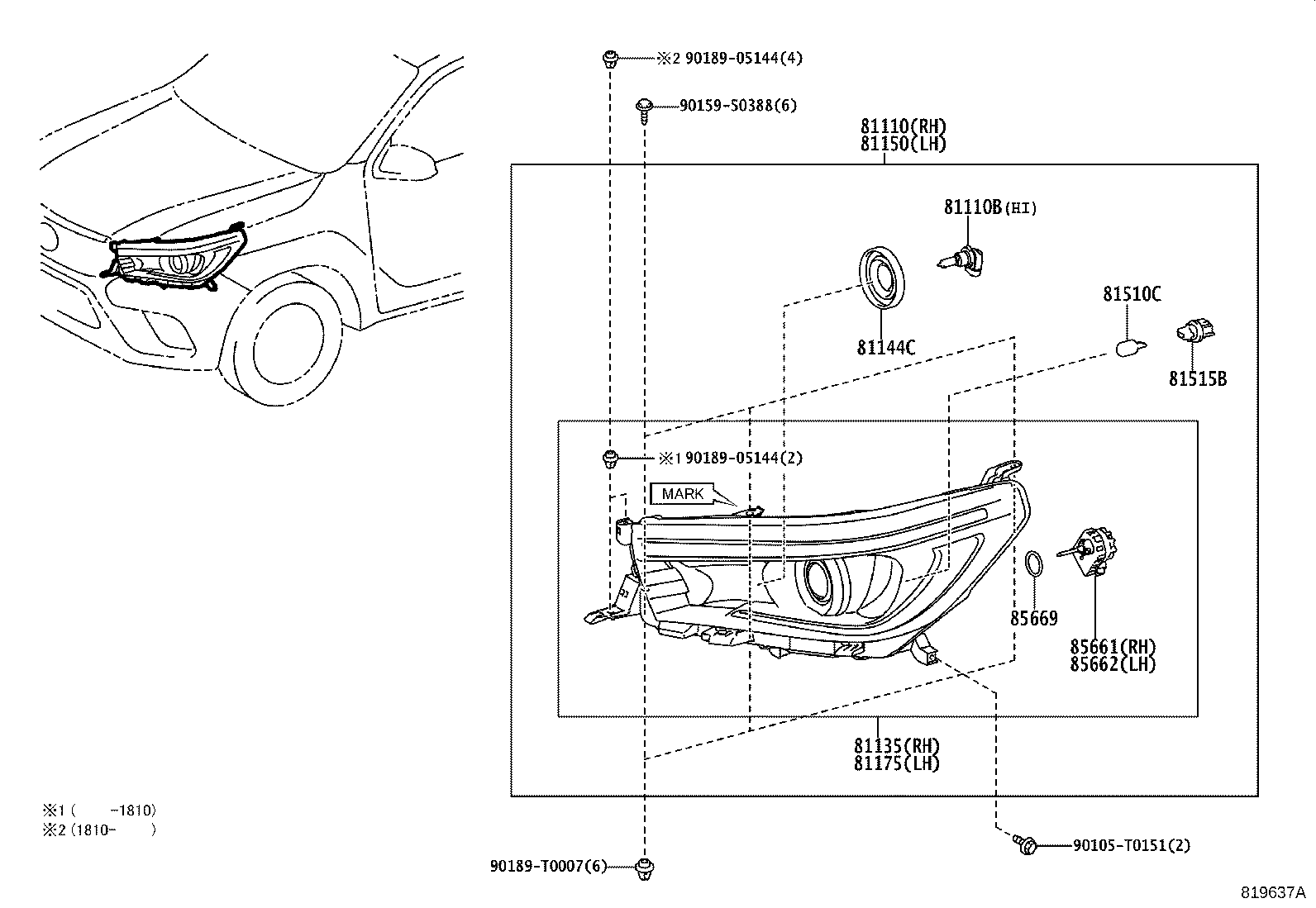 85661-02040 MOTOR, HEADLAMP LEVELING, RH product image