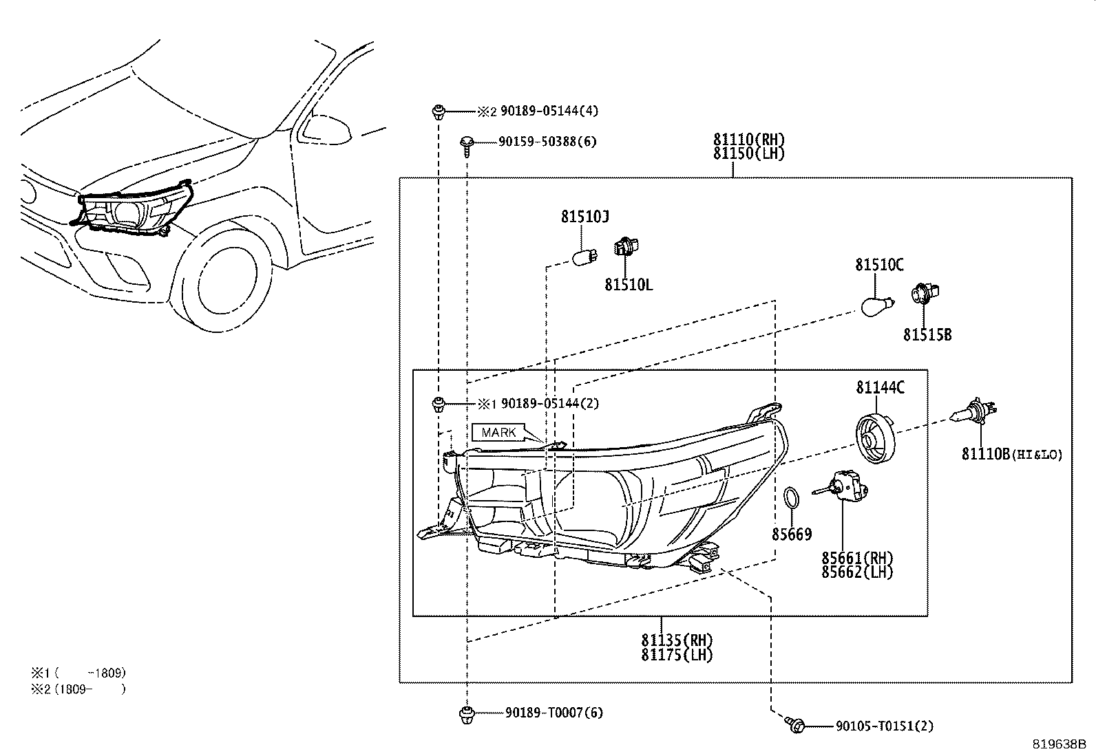 85661-02040 MOTOR, HEADLAMP LEVELING, RH product image