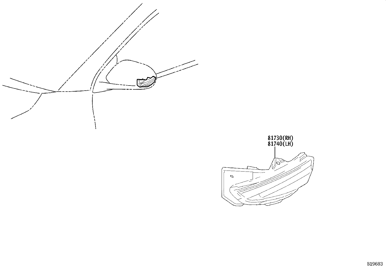 81740-52060 LAMP ASSY, SIDE TURN SIGNAL, LH product image