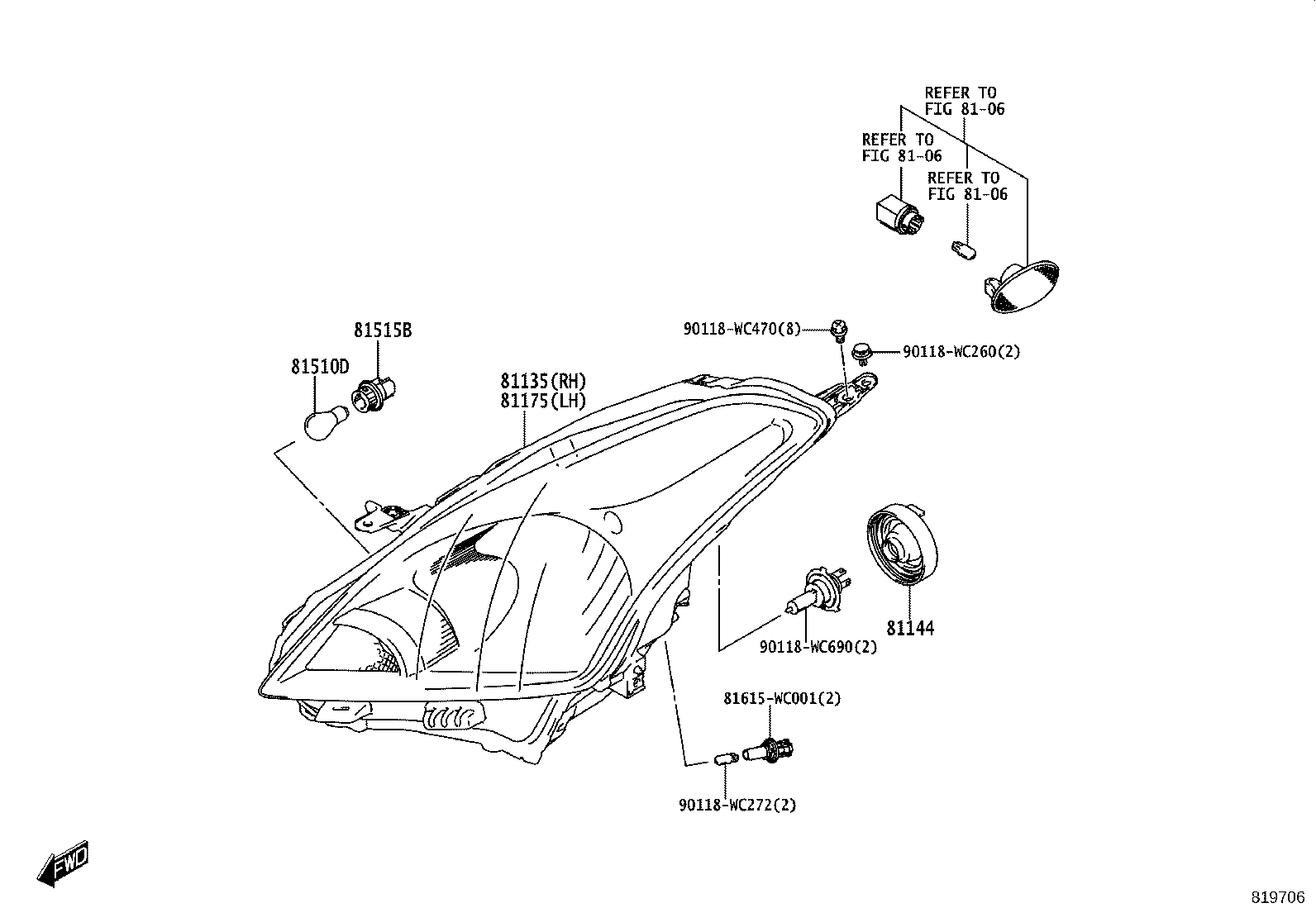81130-WC005 UNIT ASSY, HEADLAMP, RH product image