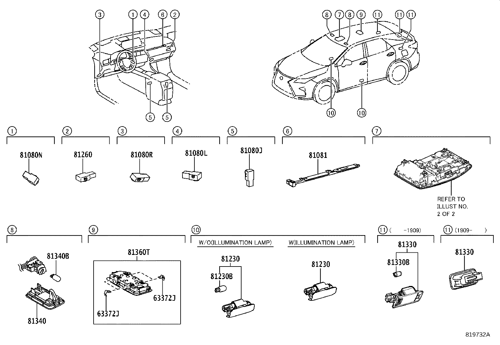 Toyota 81260-0E211-B0 LAMP ASSY, MAP