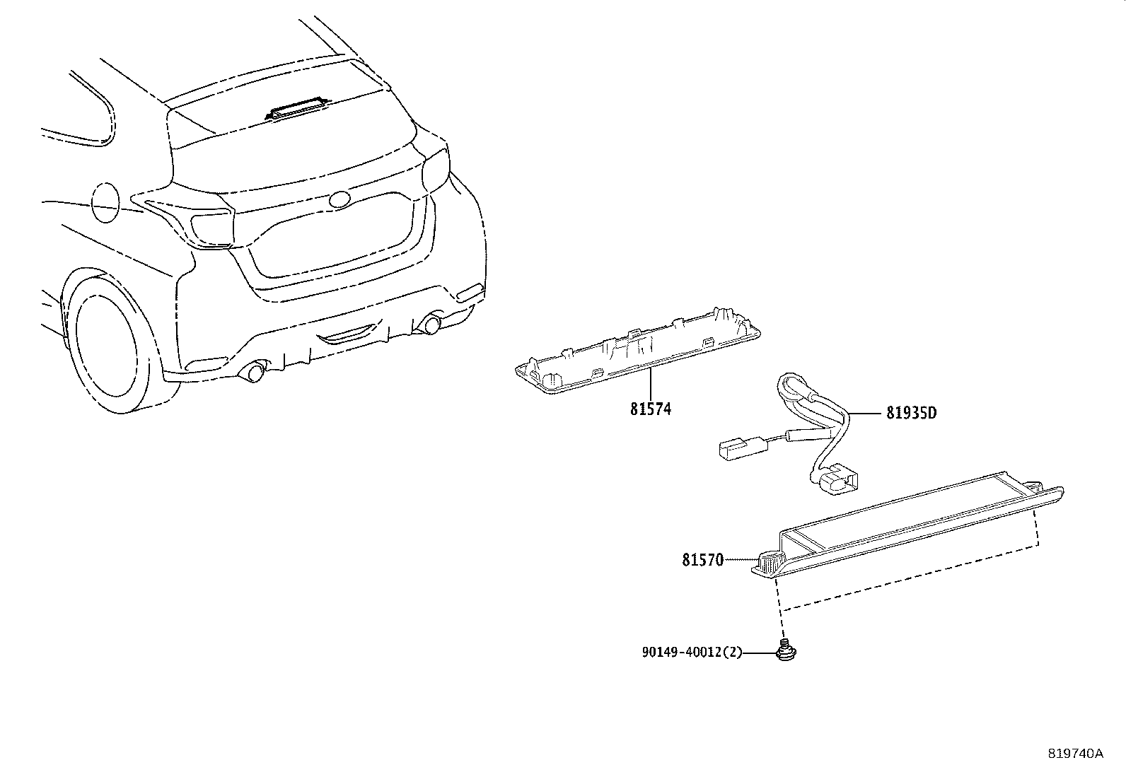 Toyota 81570-48100 LAMP ASSY, CENTER STOP