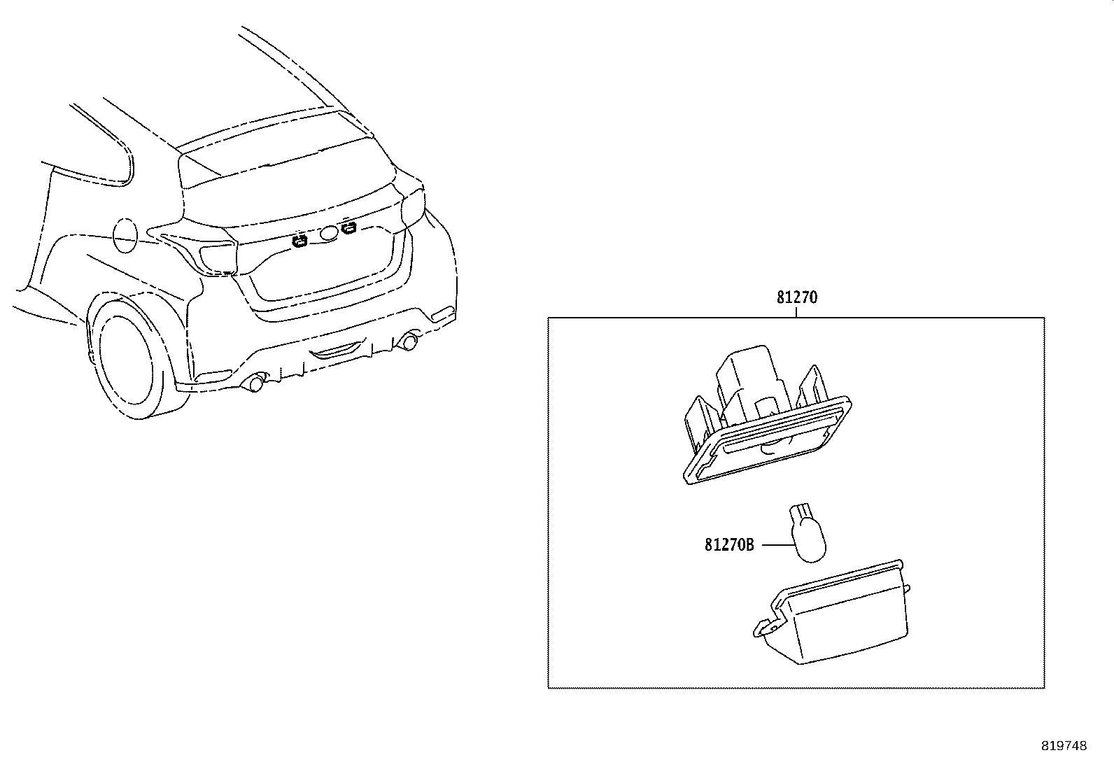 81270-33081 LAMP ASSY, LICENSE PLATE product image