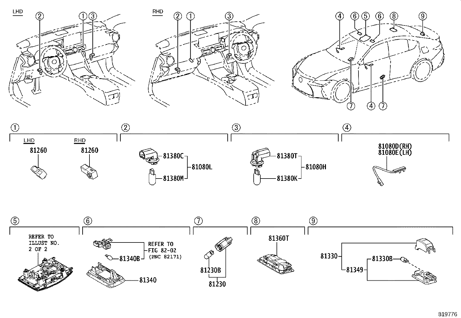 81081-53020 LAMP ASSY, INTERIOR ILLUMINATION, NO.1 product image