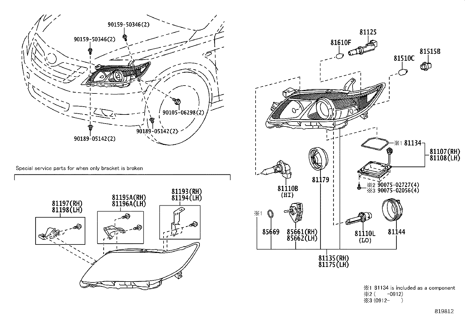 81145-33720 UNIT ASSY, HEADLAMP, RH product image