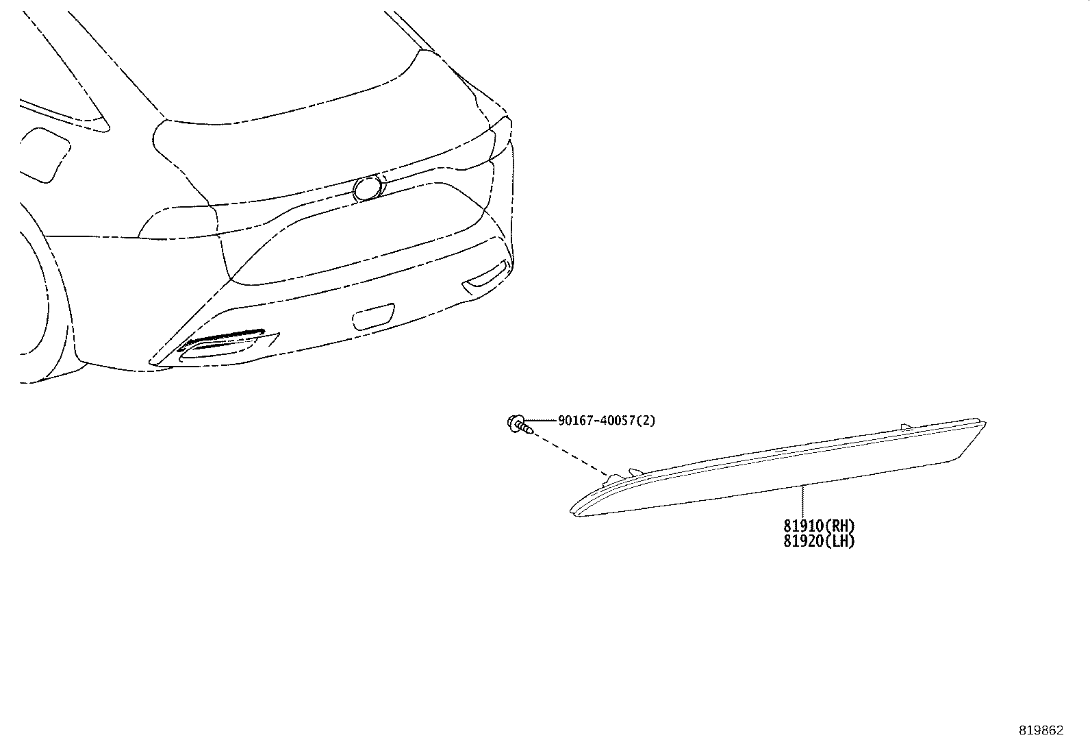 81910-11010 REFLECTOR ASSY, REFLEX, RH product image