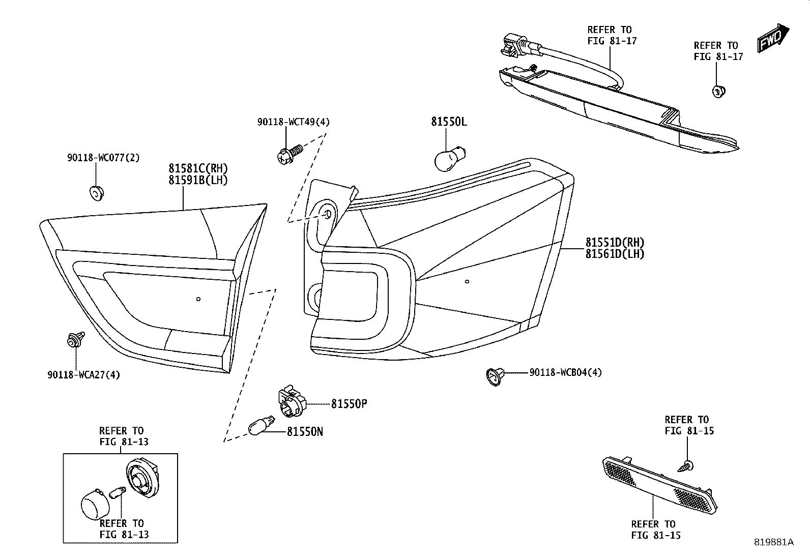 81561-WC003 LENS & BODY, REAR COMBINATION LAMP, LH product image