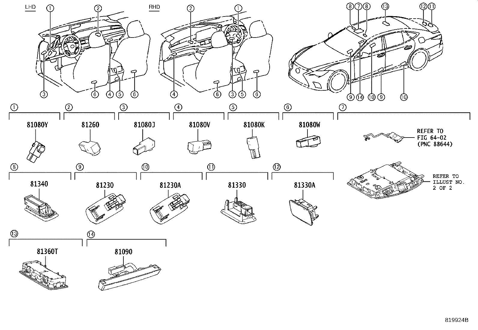 81090-57010 LAMP ASSY, INTERIOR ILLUMINATION, NO.2 product image