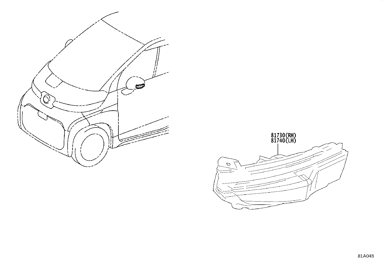 81740-55020 LAMP ASSY, SIDE TURN SIGNAL, LH product image
