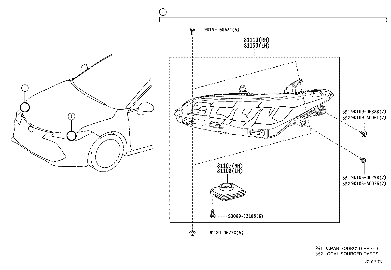 81150-07201 HEADLAMP ASSY, LH product image