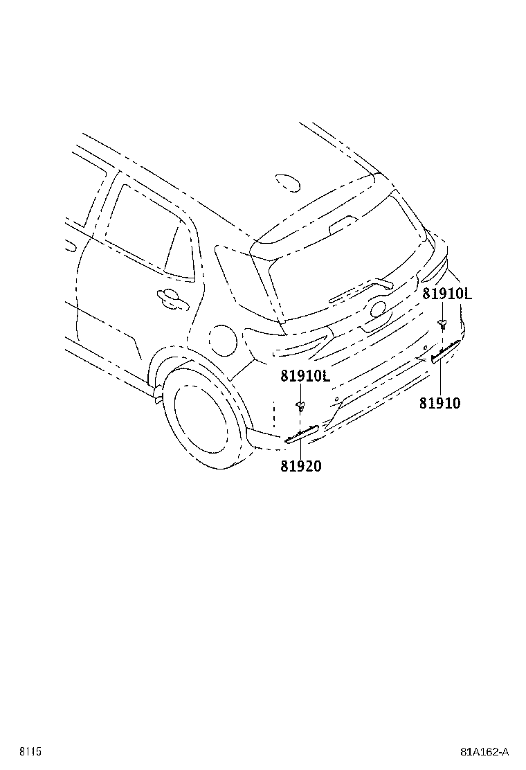 81920-BZ190 REFLECTOR ASSY, REFLEX, LH product image