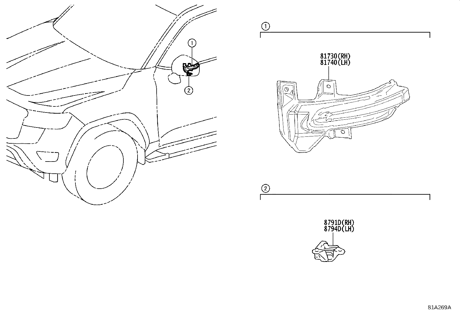 81740-60140 LAMP ASSY, SIDE TURN SIGNAL, LH product image