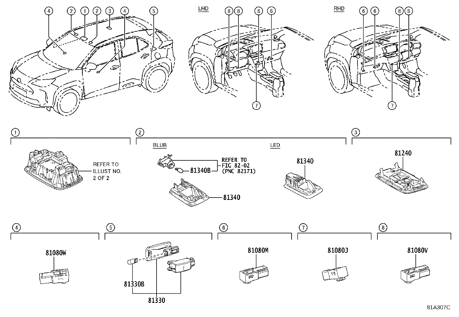 81240-02110-B0 LAMP ASSY, ROOM, NO.1 product image