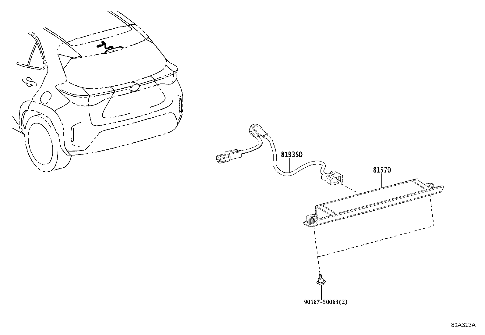 81935-0D050 CORD ASSY, CENTER STOP LAMP product image