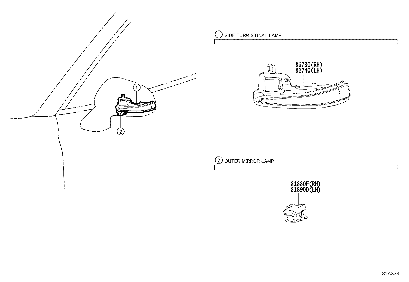 81730-0R050 LAMP ASSY, SIDE TURN SIGNAL, RH product image
