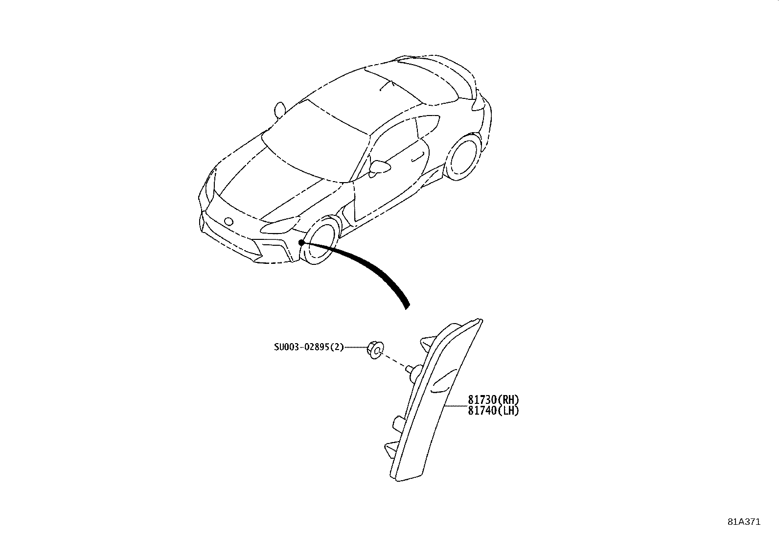 SU003-08732 LAMP ASSY, SIDE TURN SIGNAL, RH product image