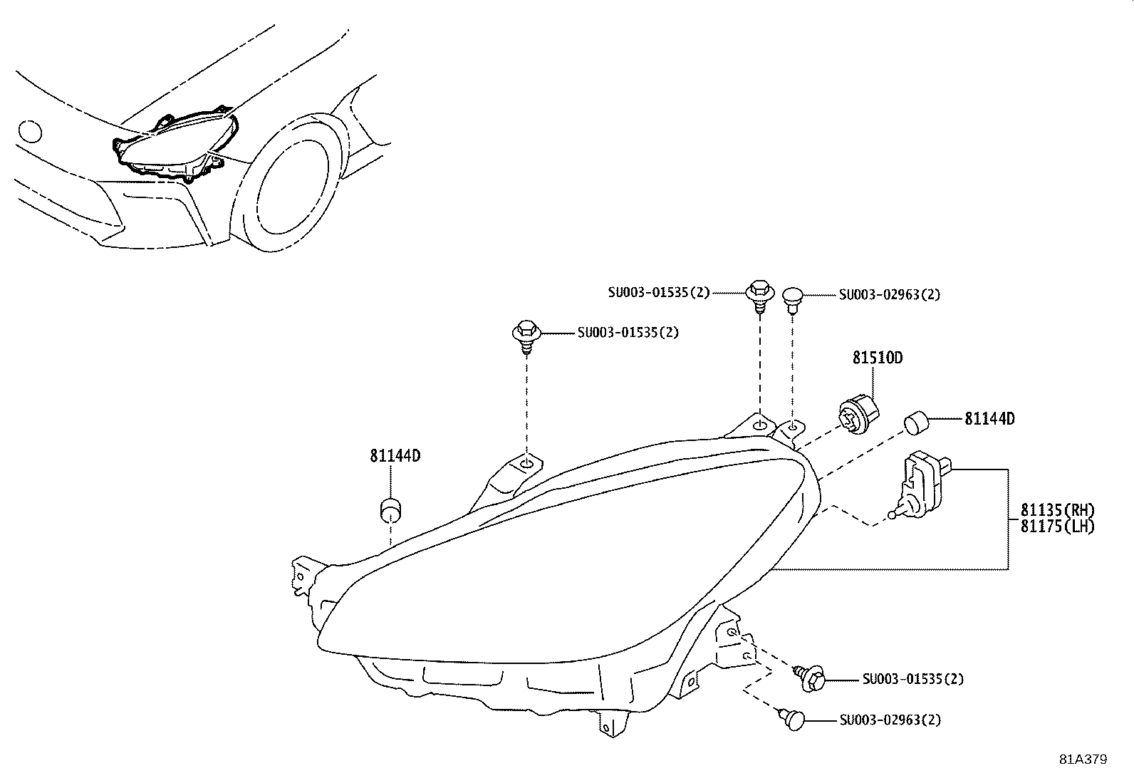 SU003-08631 UNIT ASSY, HEADLAMP, LH product image