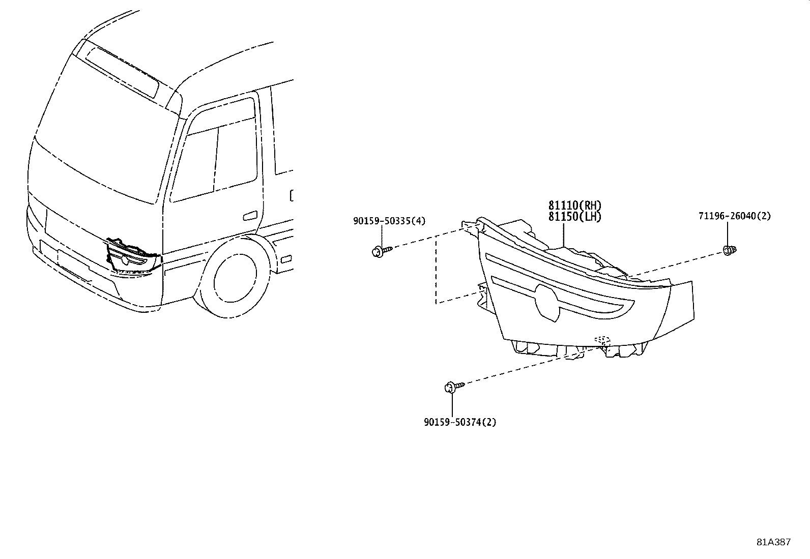 81150-0S020 HEADLAMP ASSY, LH product image