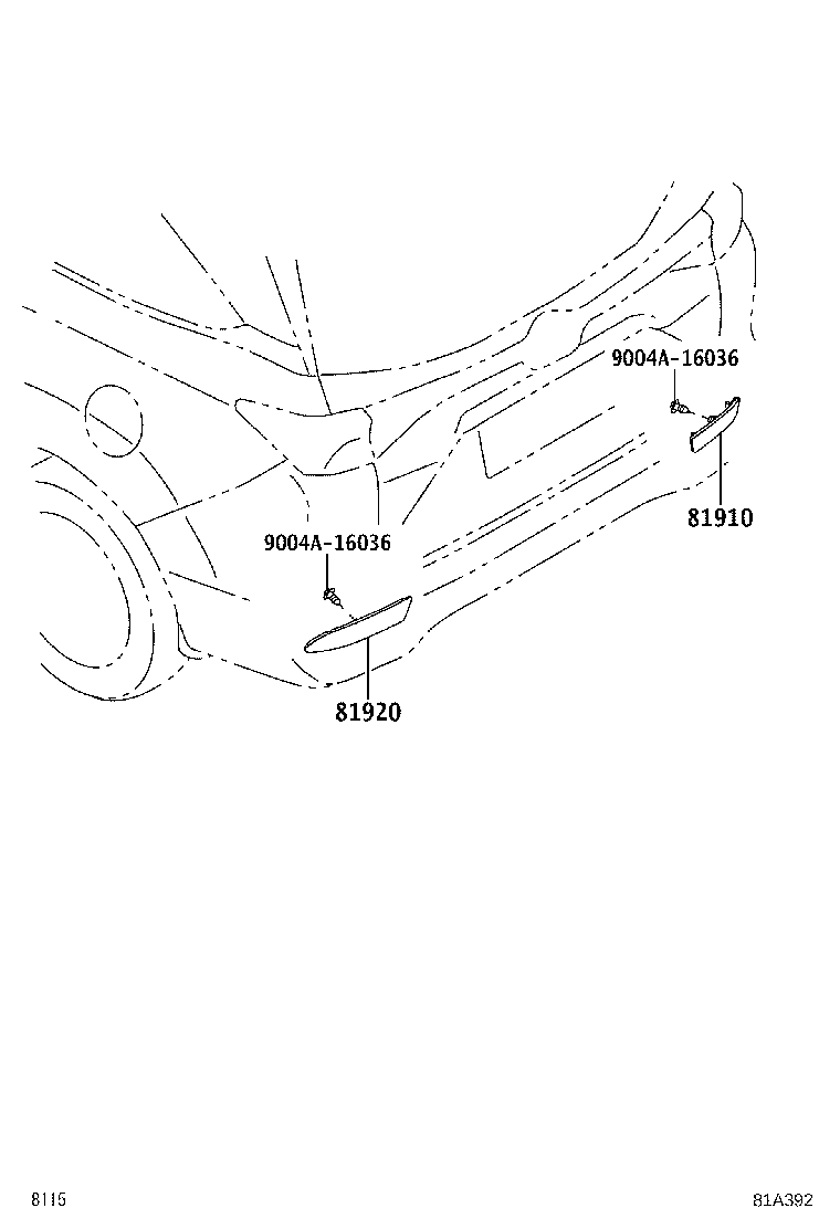 81920-BZ290 REFLECTOR ASSY, REFLEX, LH product image