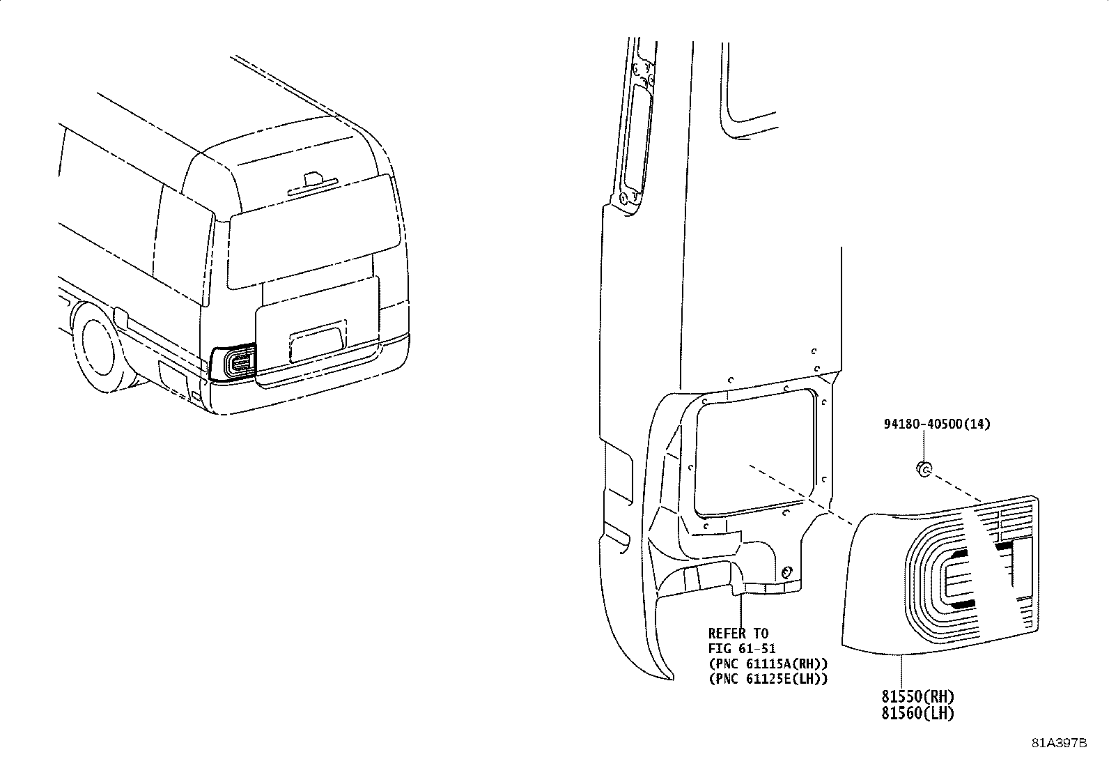 81550-0S050 LAMP ASSY, REAR COMBINATION, RH product image