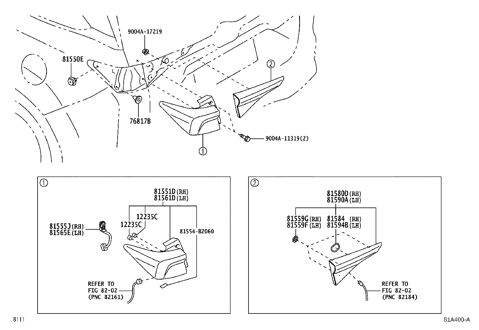 Toyota 81551-BZ470 LENS & BODY, REAR COMBINATION LAMP, RH