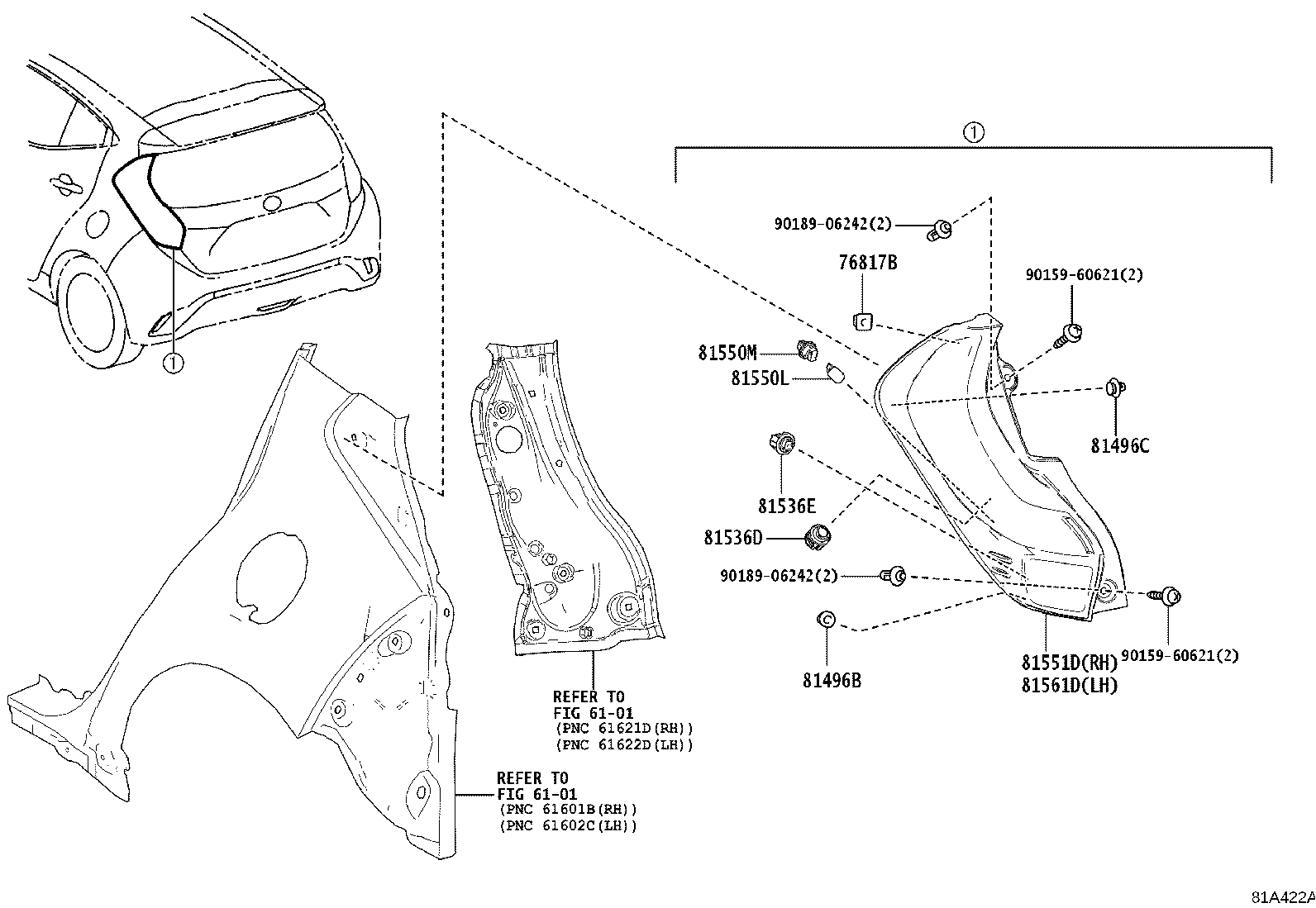 81561-52F30 LENS & BODY, REAR COMBINATION LAMP, LH product image